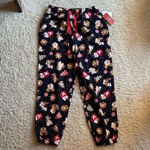 Old Navy Festive Pajama Bottoms - Black with Red and White Accents